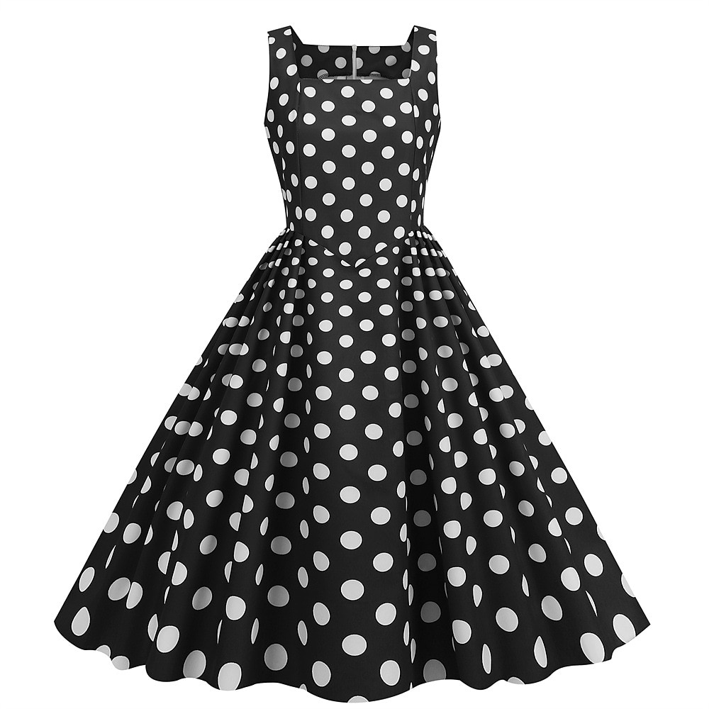 Retro Vintage 1950er Rockabilly Knielang Swing-Kleid Ausgestelltes Kleid Ärmellos Tupfen Kostüm Damen Karneval Maskerade Party / Abend Alltagskleidung Lässig Erwachsene Kleid Frühling & Sommer 2026 - $23.99 –P6