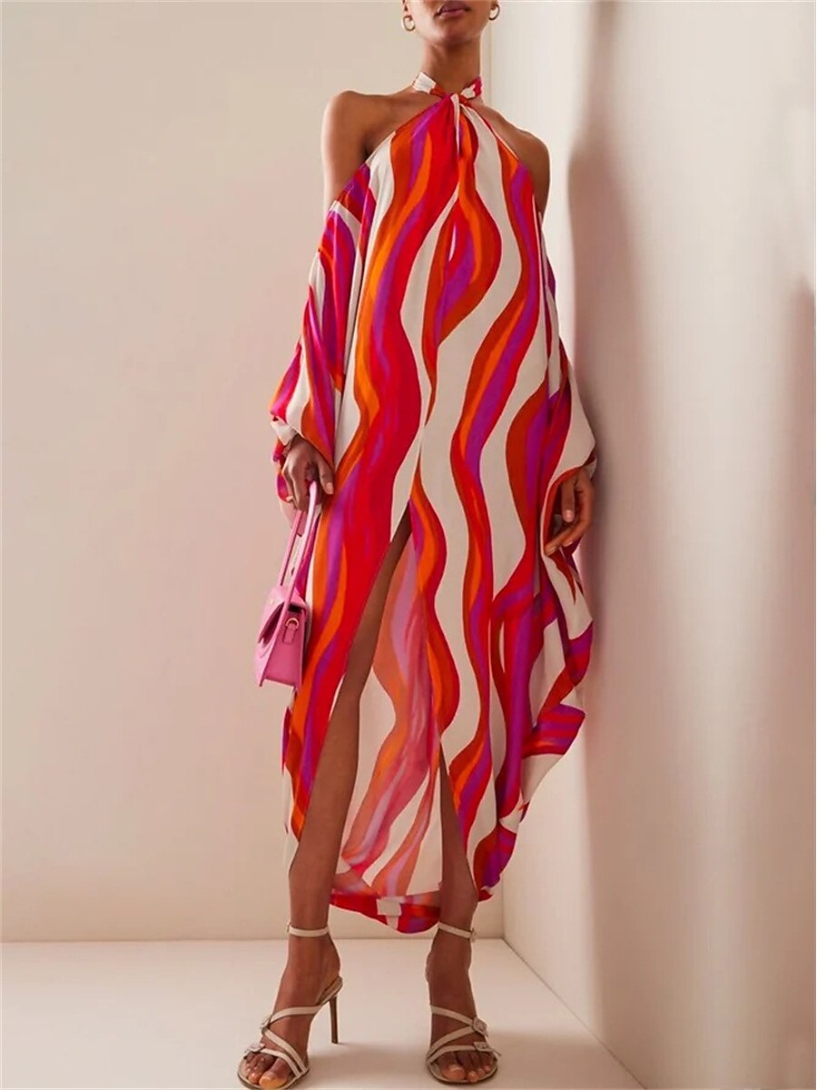 Women's Long Dress Maxi Dress Casual Dress Halter Neck Dress Print Dress Color Block Striped Streetwear Women's Long Dress Maxi Dress Casual Dress Halter Neck Dress Print Dress Color Block Striped Streetwear