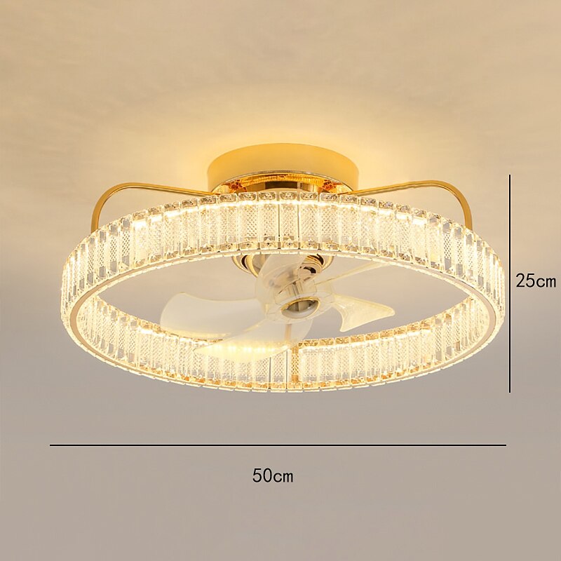 LED Ceiling Fans with lights Crystal Chandeliers Dimmable with Remote Contral 20" Flush Mount Ceiling Lamp Metal Chandelier Bedroom Living Room 2026 - $364.19 –P2