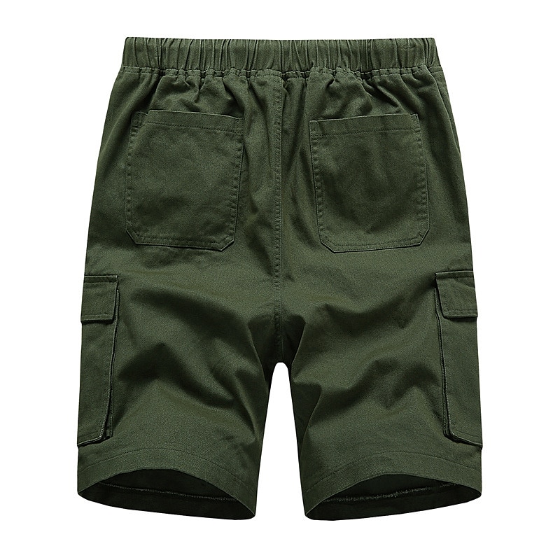 Men's Cargo Shorts Summer Shorts Drawstring Elastic Waist Multi Pocket Plain Comfort Wearable Casual Daily Holiday Sports Fashion ArmyGreen Black 2025 - $15.49 –P10