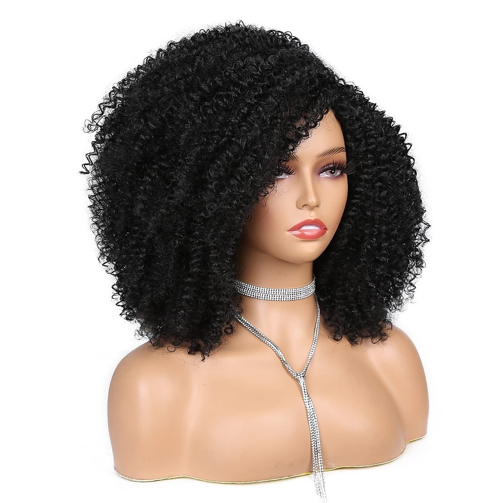krátká kudrnatá paruka afro kudrnaté paruky pernaté kudrnaté paruky syntetické afro paruky pro černošky 2025 - $26.99 –P4