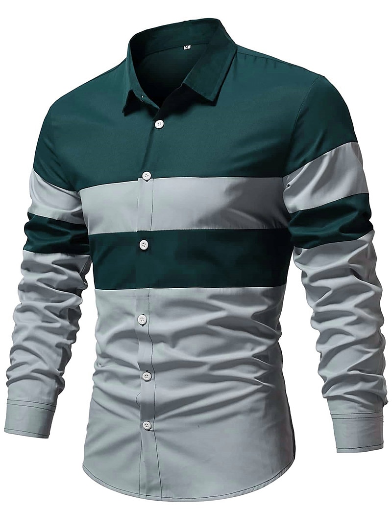 Per uomo Camicia Camicia estiva Camicia con bottoni Maglietta informale Nero Vino Rosso Blu Marrone Manica lunga Color Block Bavero Strada Da mare Di base Abbigliamento Di tendenza Comodo del 2025 a $21.99 –P16