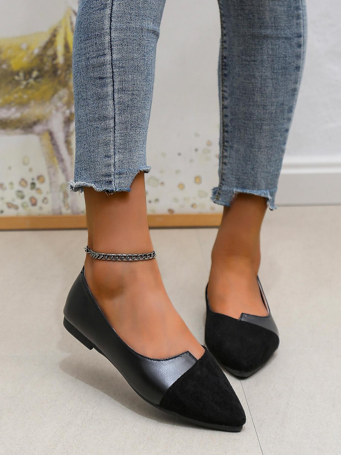Women's Two-Tone Pointed Toe Flats – Elegant Slip-On Ballet Shoes, Comfortable Daily Wear for Work & Casual Outfits 2025 - $19.99 –P16