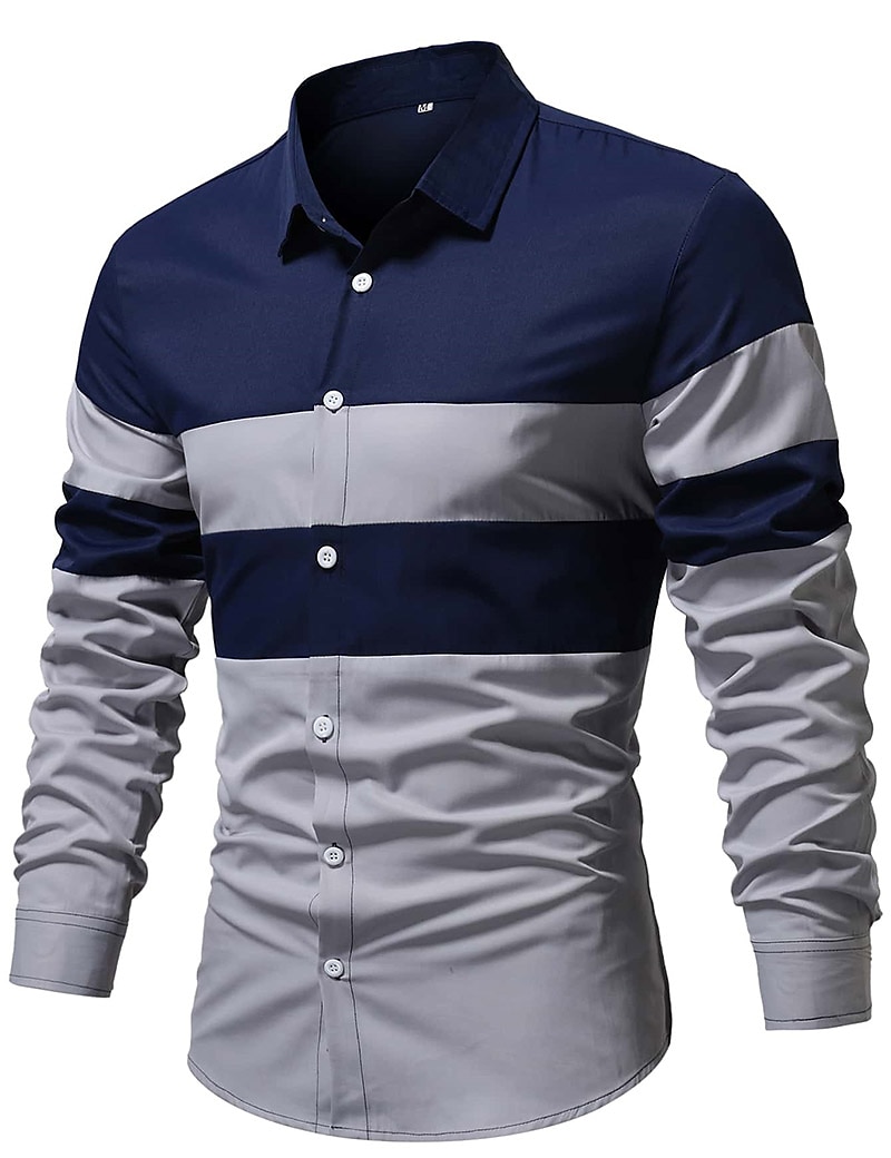 Per uomo Camicia Camicia estiva Camicia con bottoni Maglietta informale Nero Vino Rosso Blu Marrone Manica lunga Color Block Bavero Strada Da mare Di base Abbigliamento Di tendenza Comodo del 2025 a $21.99 –P1