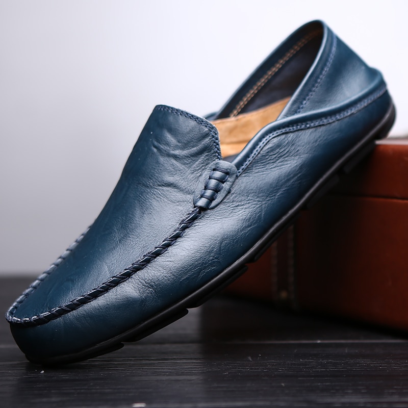 miesten vapaa-ajan nahkahousut käsin ommeltuilla yksityiskohdilla – mukavat slip-on kengät ajamiseen, kävelyyn ja jokapäiväiseen käyttöön 2025 - $42.99 –P11