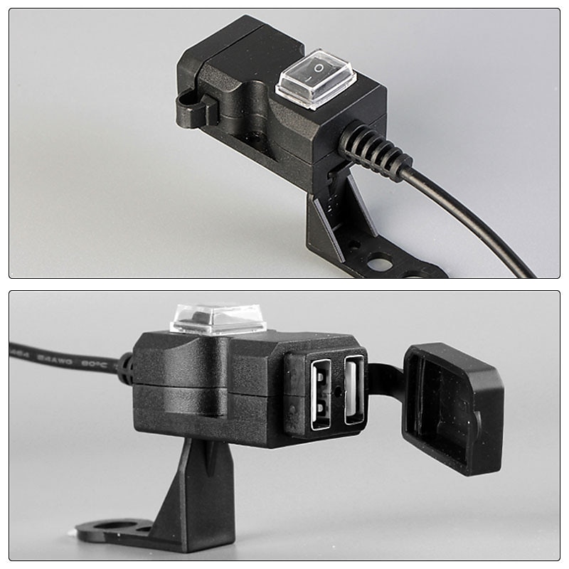 universal dobbel usb port 12v vanntett motorsykkel motorsykkel styrelader 5v 1a/2.1a adapter strømadapter for mobiltelefon 2025 - $13.99 –P1