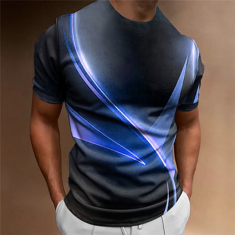 Herre Grafisk Fargeblokk T skjorte Kortermet T skjorte 3D-utskrift Crew-hals Skjorte Årgang Mote Designer utendørs Daglig Sport Gul Blå Lilla Vår sommer Klær S M L XL 2XL 3XL 2025 - $17.99 –P3