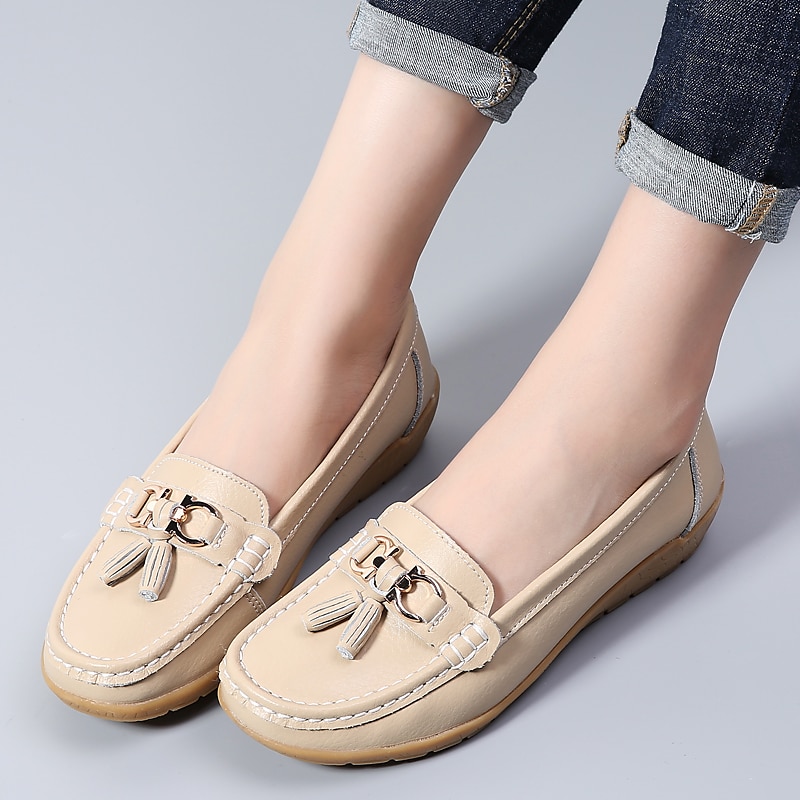 Dame Flate sko Slip-Ons Store størrelser Klassiske Loafers Myke sko Arbeid Daglig Vandring Helfarge Sommer Flat hæl Kvadratisk Tå Fritid minimalisme Fuskelær PU Tøfler Lyseblå Vin Svart 2025 - $29.99 –P6