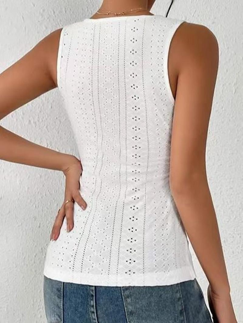 Damen Camisole Tank Top Ösen-Top grundlegende Knöpfe ärmellos reguläre Tops V-Ausschnitt lässig Schwarz Weiß Pink Blau Lila 2025 - $22.99 –P3