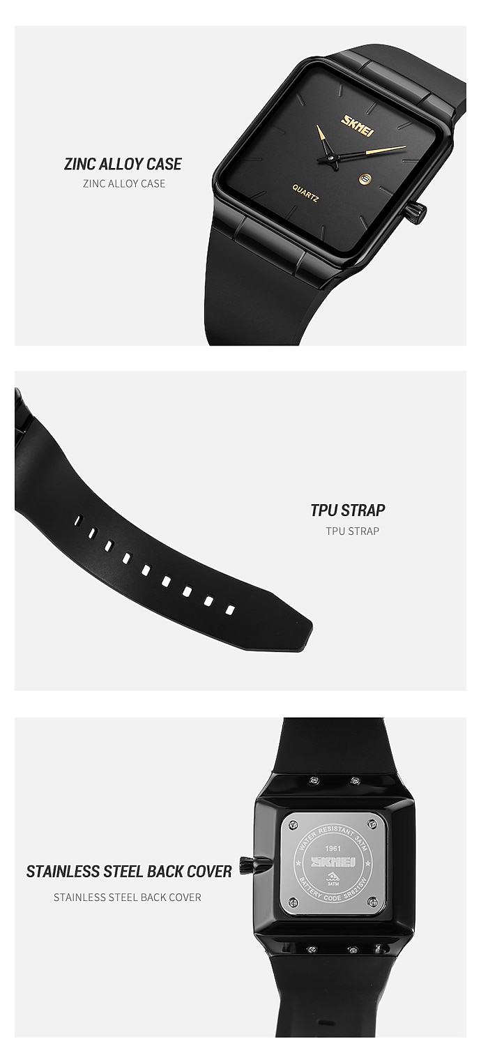 SKMEI Кварцевые Часы Подарок на День Святого Валентина для мужчин Японские Кварцевые Механизмы Часы Роскошные Большие Циферблаты Модные Аналоговые Наручные Часы Календарь 3Bar Водонепроницаемые 2026 - $22.99 –P10