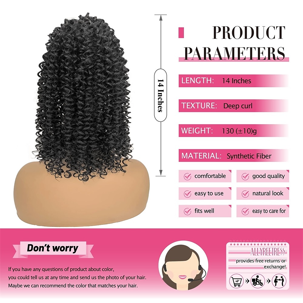 Deep Curly Drawstring Ponytail Extension for Black Women Afro Kinky Curly Pony Tail Hair Piece Synthetic Hair Extensions With 2 Clips 14 Inches 2025 - $20.99 –P5