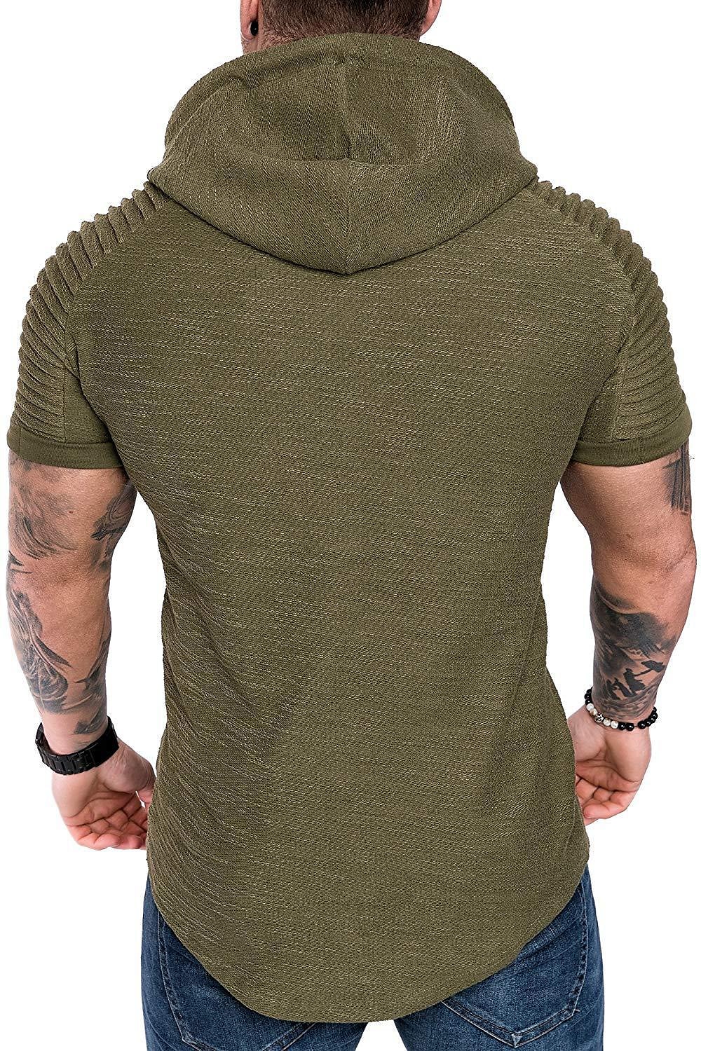 Hombre Camiseta Camiseta superior Mangas cortas Con Capucha Verano Plano delgado plisado Moda Deportes Básico Vacaciones Calle Noche Negro Blanco Azul Marino Camiseta superior para hombre 2025 - $16.99 –P12