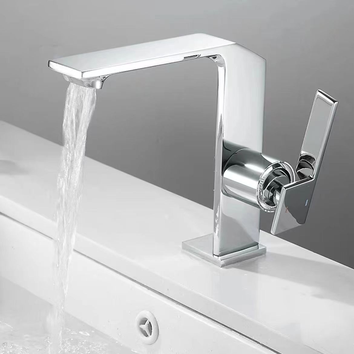 Waterfall Bathroom Sink Mixer Faucet Brass, Single Handle Washroom Basin Taps One Hole Faucets with Hot and Cold Hose, Waterfall Spout Brass Bathroom Tap Chrome Black Gold Grey 2025 - $113.99 –P7