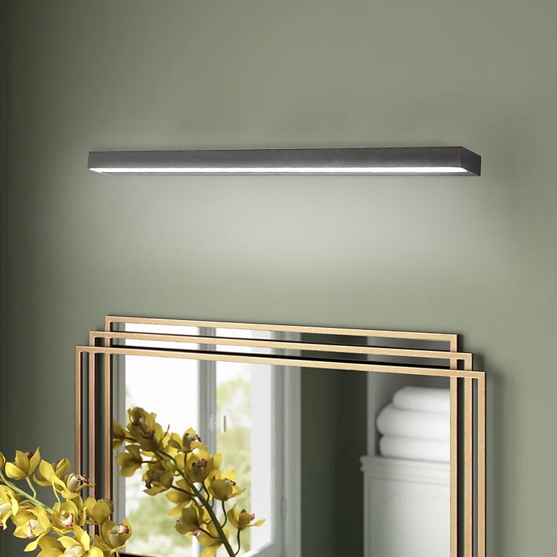 матовый светодиодный зеркальный светильник тщеславия современный черный серебристый минималистский светильник для ванной комнаты алюминиевый водонепроницаемый ip20 40 см 70 см 110-240 В 2026 - Kč1232 –P2