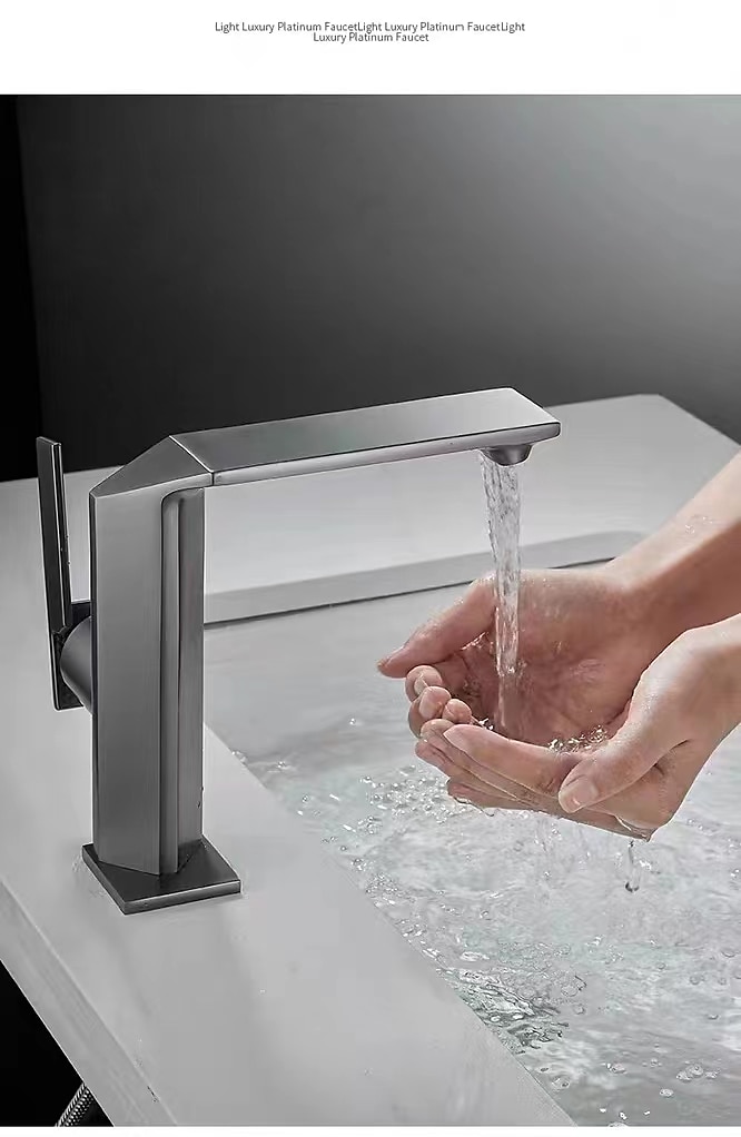 Waterfall Bathroom Sink Mixer Faucet Brass, Single Handle Washroom Basin Taps One Hole Faucets with Hot and Cold Hose, Waterfall Spout Brass Bathroom Tap Chrome Black Gold Grey 2025 - $113.99 –P1