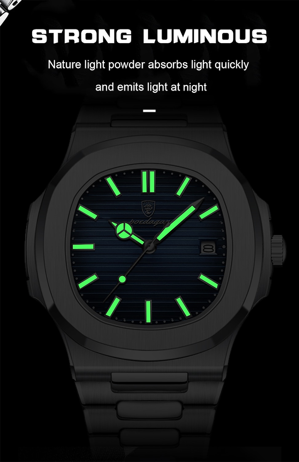 POEDAGAR Luxury Watch Business Waterproof Male Clock Luminous Date Stainless Steel Square Quartz Men Watch 2025 - $31.99 –P6