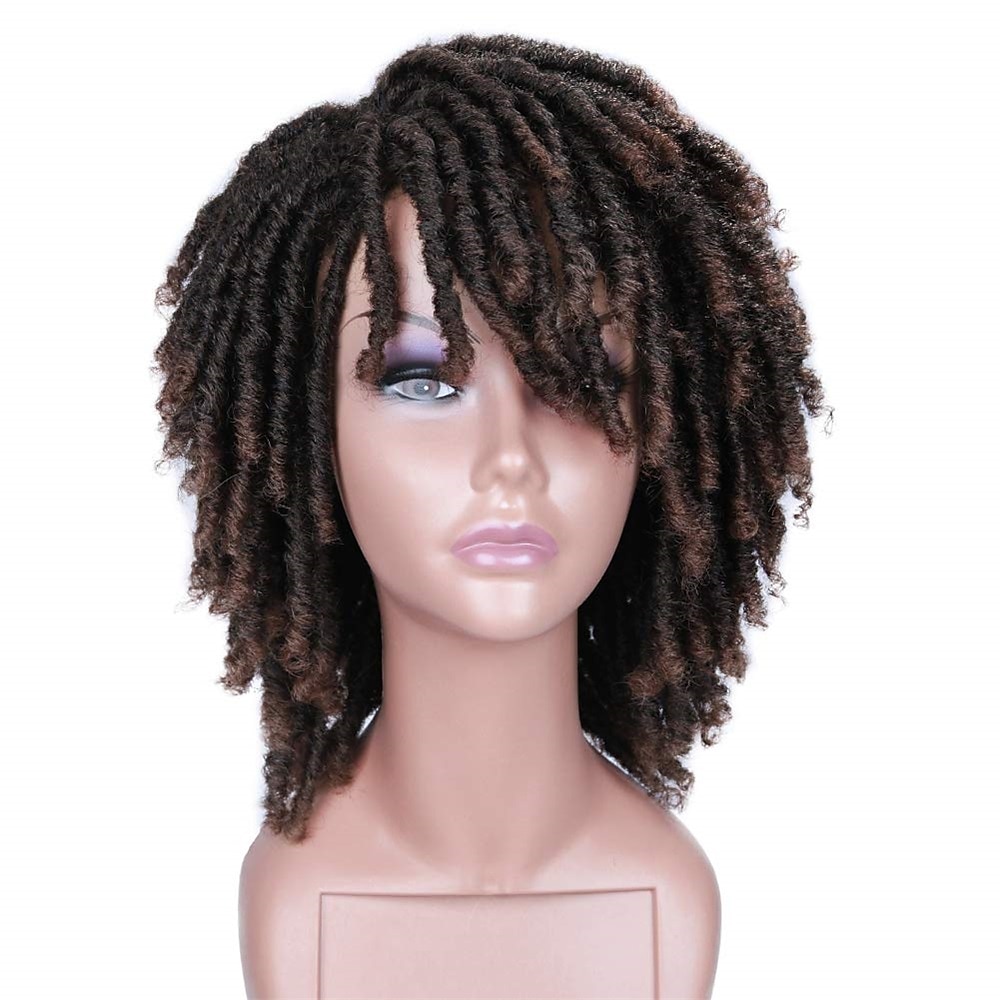 dreadlock pruik korte twist pruiken voor zwarte vrouwen en mannen afro krullend synthetische pruik 2025 - $47.99 –P1