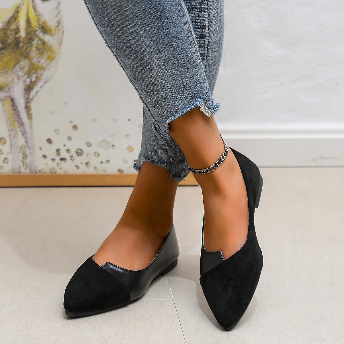 Women's Two-Tone Pointed Toe Flats – Elegant Slip-On Ballet Shoes, Comfortable Daily Wear for Work & Casual Outfits 2025 - $19.99 –P2