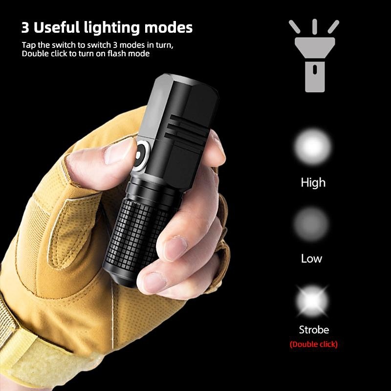 2025年 Xhp50 強力な LED 懐中電灯 1500lm 3 モード USB C 充電式ミニ懐中電灯トーチランプ軍事キャンプ懐中電灯はワンクリックで閉じることができます  コレクション – $20.99 –P1