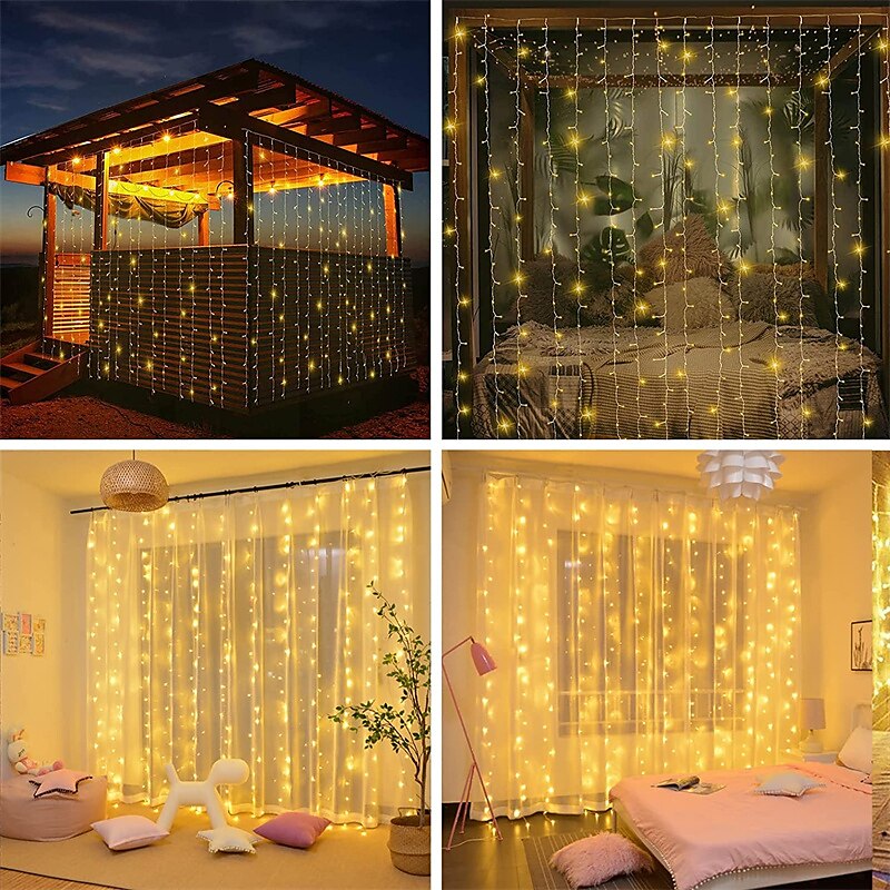 300leds solcellegardinlys utendørs innendørs solcellestrenglys utendørs vanntette eventyrvindulys blinklys 8 moduser juledekorasjon for hjemmehage uteplass bryllupsfest 2025 - $51.99 –P4