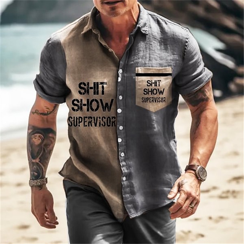 Amerikanska självständighetsdagen Herr Årgång Amerikanska flaggan Skjorta Knapp upp skjorta Kortärmad Mode Streetwear Designer Dagligen Utekväll Självständighetsdagen Sommar Vår Nedvikt Mönster 2025 - $24.99 –P5