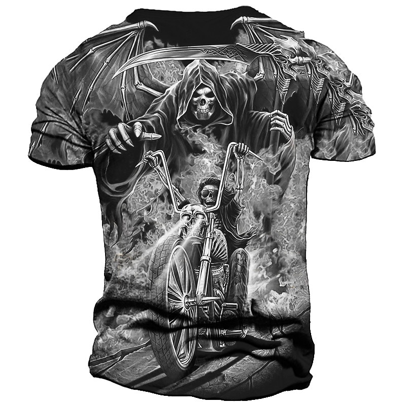 2025年 男性用 グラフィック スカル 火炎 オートバイ Tシャツ バイクTシャツ 半袖 Tシャツ 3Dプリント クルーネック シャツ ヴィンテージ ファッション デザイナー アウトドア 日常 スポーツ ブルー オレンジ グレー 春夏 衣類 S M L XL 2XL 3XL  コレクション – $17.99 –P3