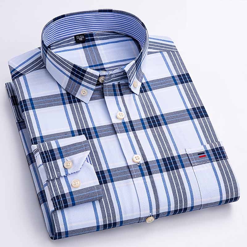 Men's Dress Shirt Button Down Shirt Non Iron Shirt Oxford Shirt Stripes and Plaid Wedding Vacation grey blue Red Blue Brown Long Sleeve Turndown All Seasons Clothing Apparel Button-Down 2025 - $34.99 –P5
