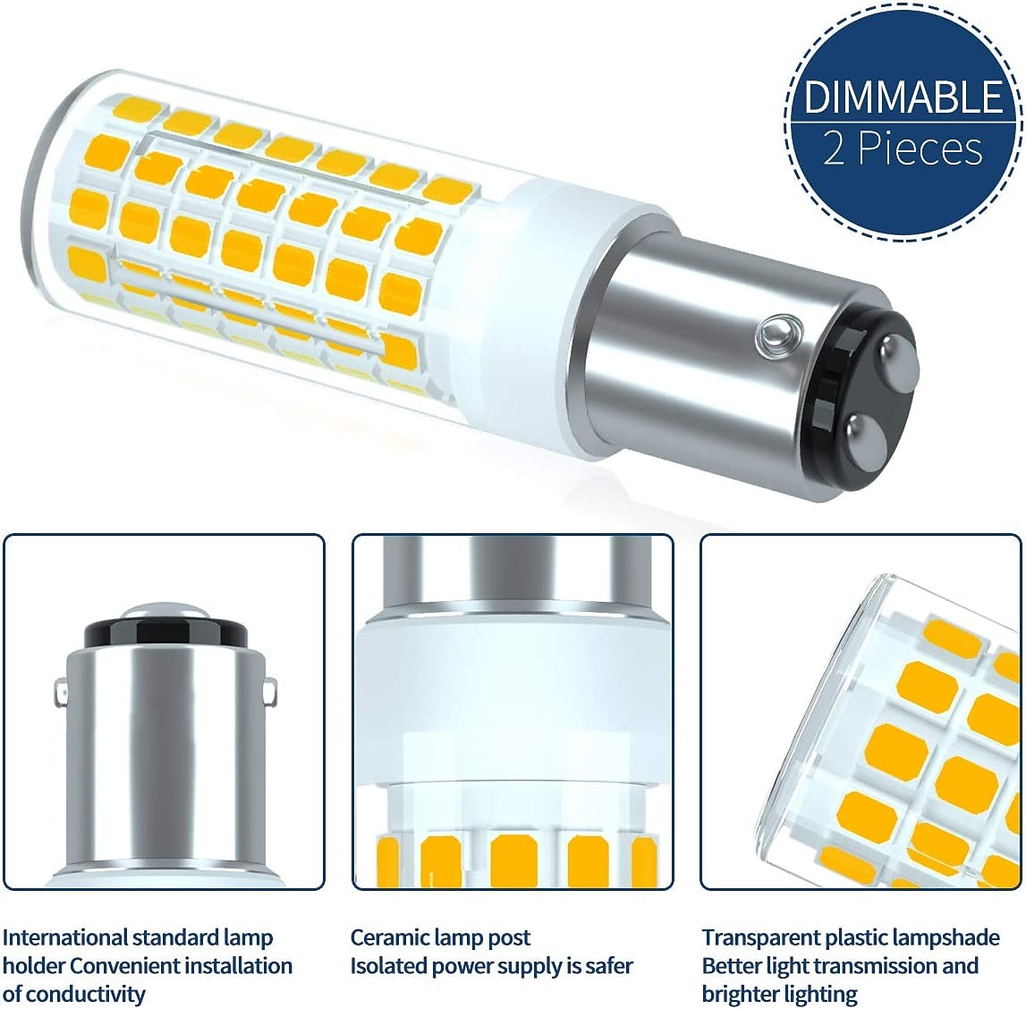 2Pcs LED Bulbs BA15D/B15/B15D 6W 100W Equivalent to a Halogen Bulb JCD Type T3/T4 B15 Double Connection 220V 2025 - $11.99 –P2