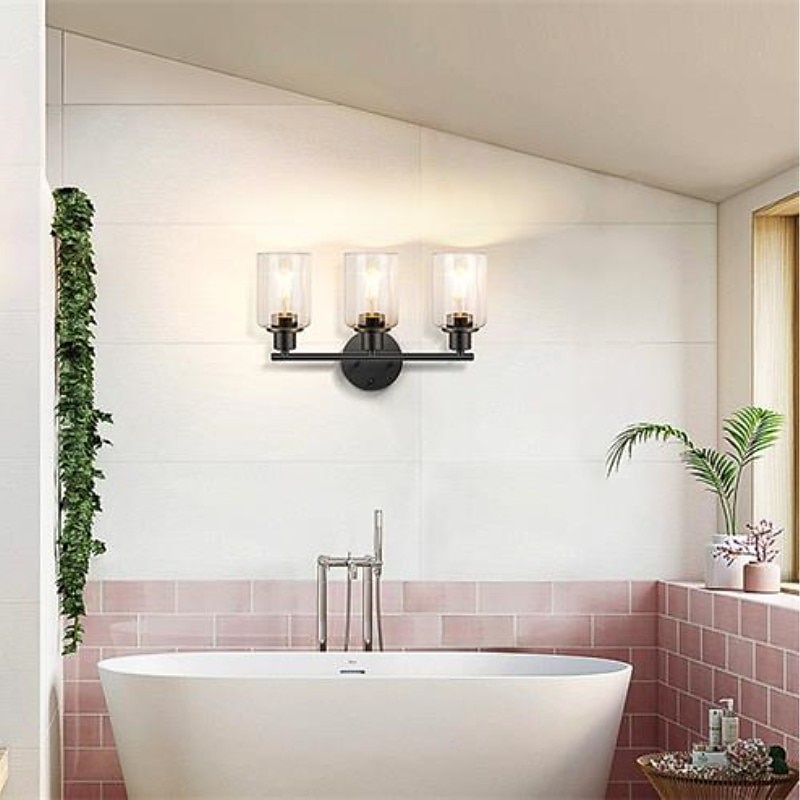 éclairage de salle de bain vanité lumière 3 lumières applique murale éclairage en laiton brossé salle de bain lumière avec abat-jour en verre clair salle de bain applique murale applique murale pour de 2025 ? $141.99 –P14