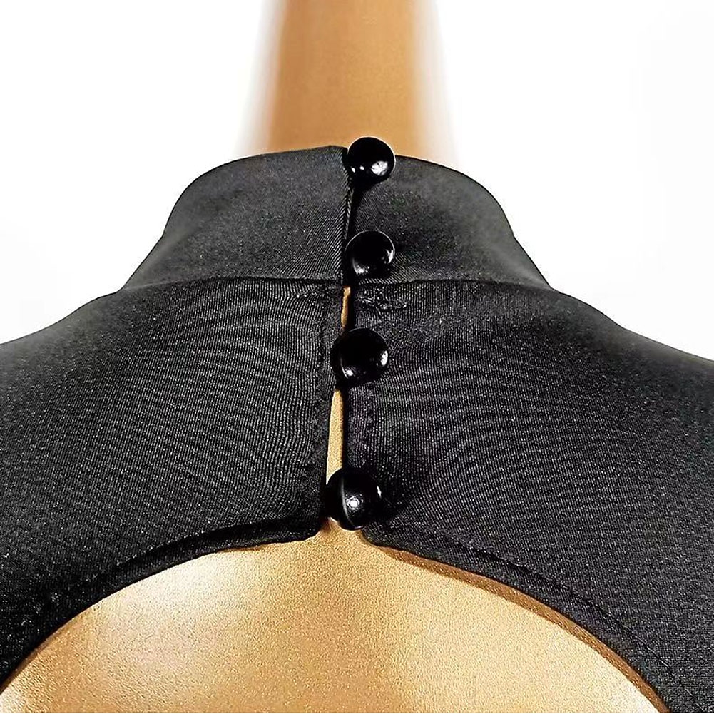 dans salsa latinsk dansklänning ihålig ren färg splitsning kvinnors prestationsfest långärmad polyester 2025 - $137.99 –P1