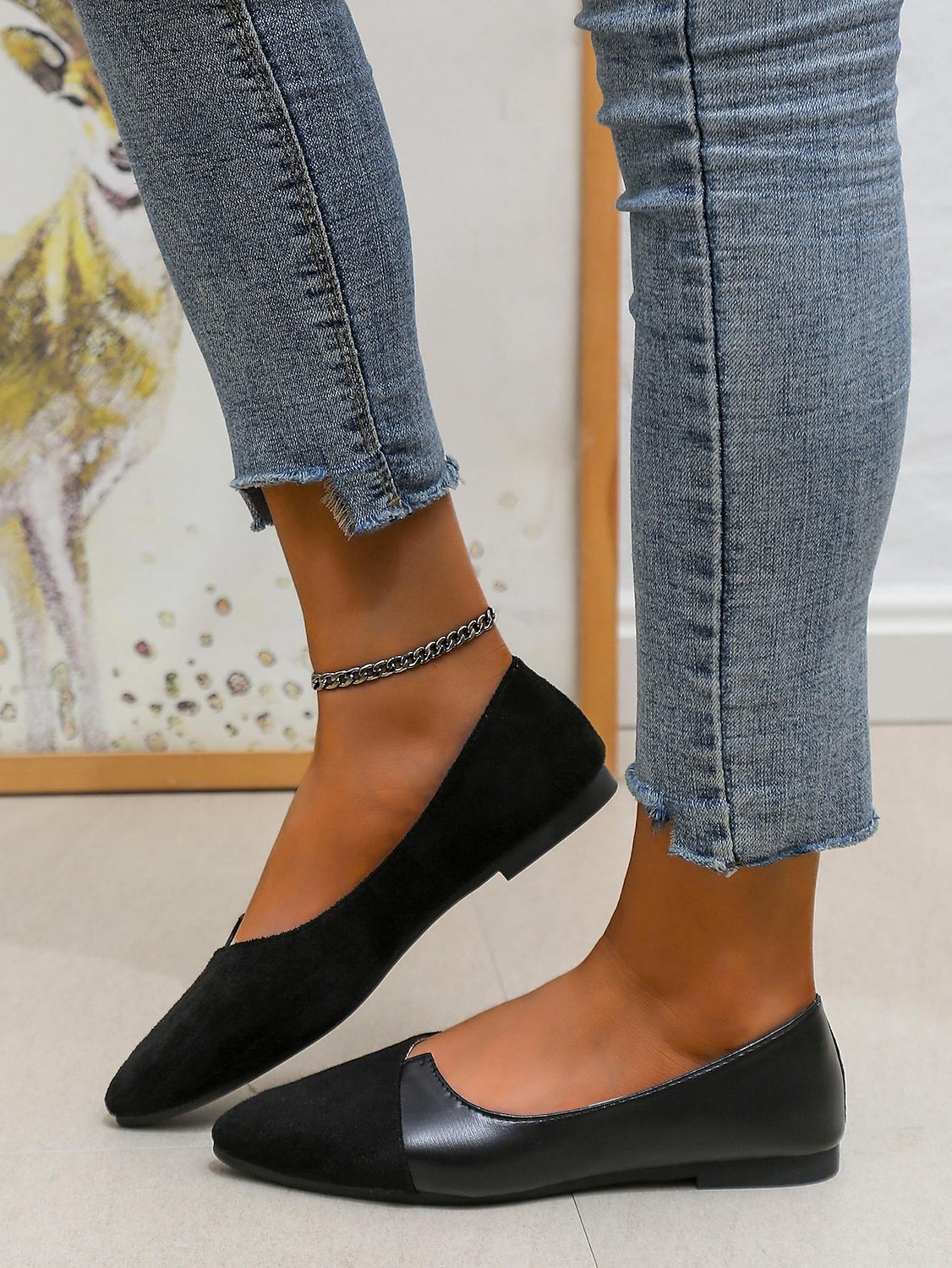 Women's Two-Tone Pointed Toe Flats – Elegant Slip-On Ballet Shoes, Comfortable Daily Wear for Work & Casual Outfits 2025 - $19.99 –P18