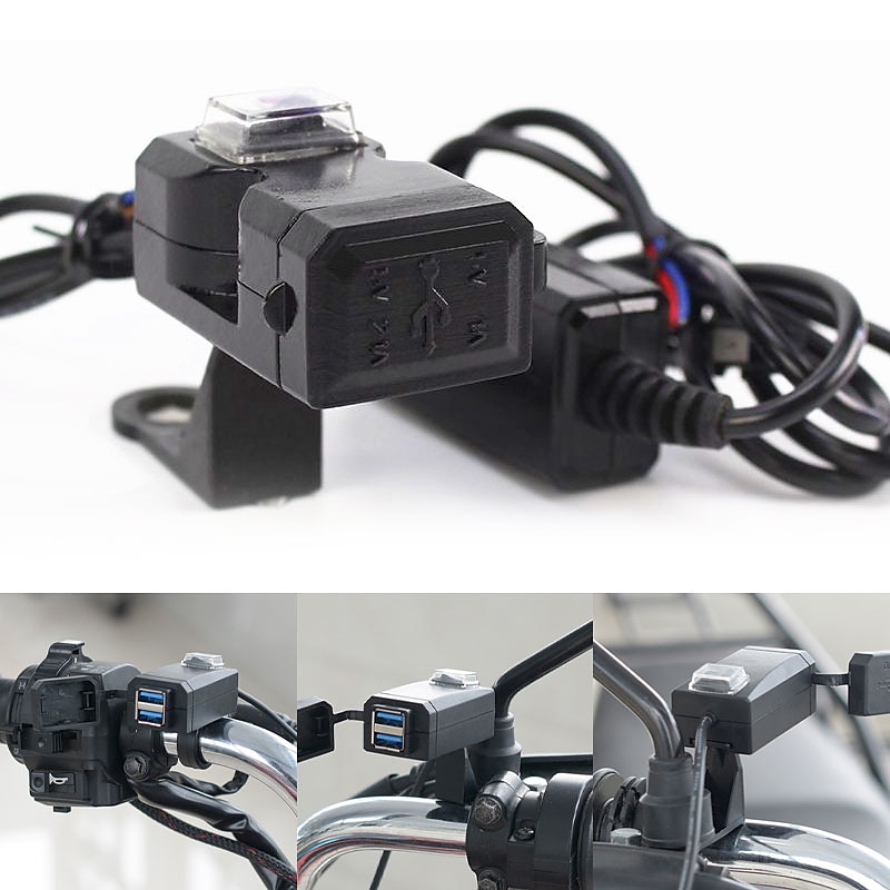 universal dobbel usb port 12v vanntett motorsykkel motorsykkel styrelader 5v 1a/2.1a adapter strømadapter for mobiltelefon 2025 - $13.99 –P3