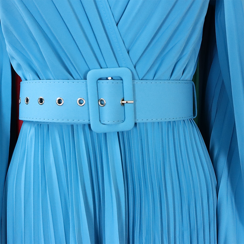 Robes de Fête A-Ligne Robe Volante Invité de Mariage Vacances Longueur De Sol Manches 3/4 Col en V Ceinture  Sash Chiffon avec Plis robe à impressionner de 2025 ? $79.99 –P4