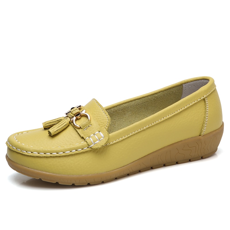 Dame Flate sko Slip-Ons Store størrelser Klassiske Loafers Myke sko Arbeid Daglig Vandring Helfarge Sommer Flat hæl Kvadratisk Tå Fritid minimalisme Fuskelær PU Tøfler Lyseblå Vin Svart 2025 - $29.99 –P9