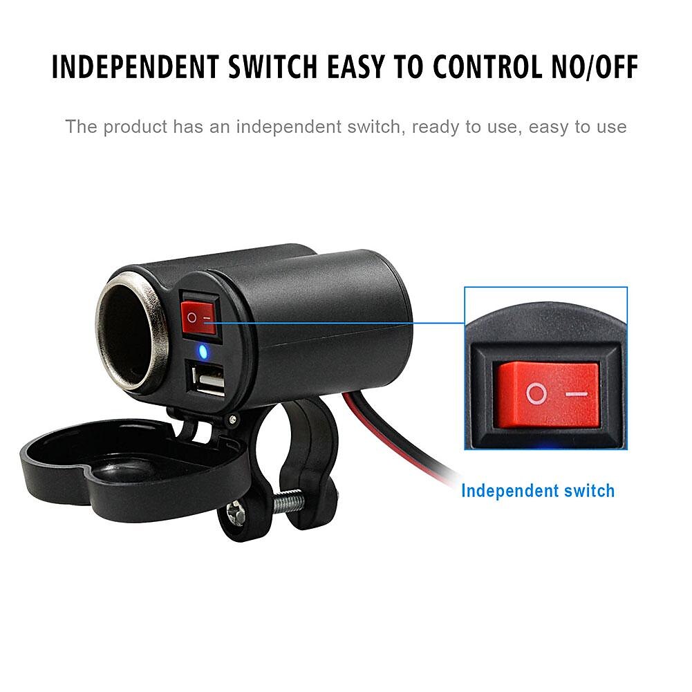 StarFire Motorcycle USB Charger Cigarette Lighter Socket Usb Lighter Motorbike Handlebar Power Adapter with Switch Waterproof Cover 2025 - $21.99 –P5