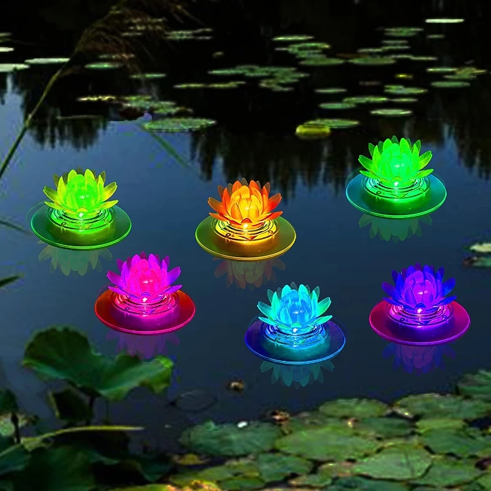 Solar led float lotosowa żaba lampa zmiana koloru rgb ogród zewnętrzny oświetlenie basenu wystrój oświetlenie podwodne basen słoneczne oświetlenie krajobrazu 2025 - $25.99 –P1
