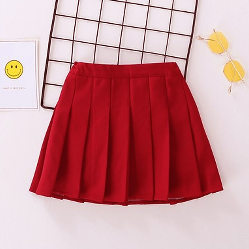 kinder meisjesrok rood geruit effen geplooid lente zomer basisschool 3-12 jaar 2025 - $14.99 –P6