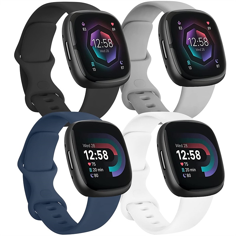 4 pachet 3 pachet Bandă de ceas inteligent Compatibil cu Fitbit Versa 4 Sense 2 Versa 3 Sense Silicon moale Ceas inteligent Curea Ajustabil Femei barbati Banderolă Sport Înlocuire Brăţară 2025 - $12.99 –P3