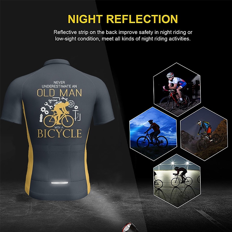 Men's Cycling Jersey Graphic Letter & Number Funny Short Sleeve Bike Jersey Top with 3 Rear Pockets Mountain Bike MTB Road Bike Cycling Quick Dry Reflective Strips Back Pocket Moisture Wicking Sports 2025 - $30.99 –P4