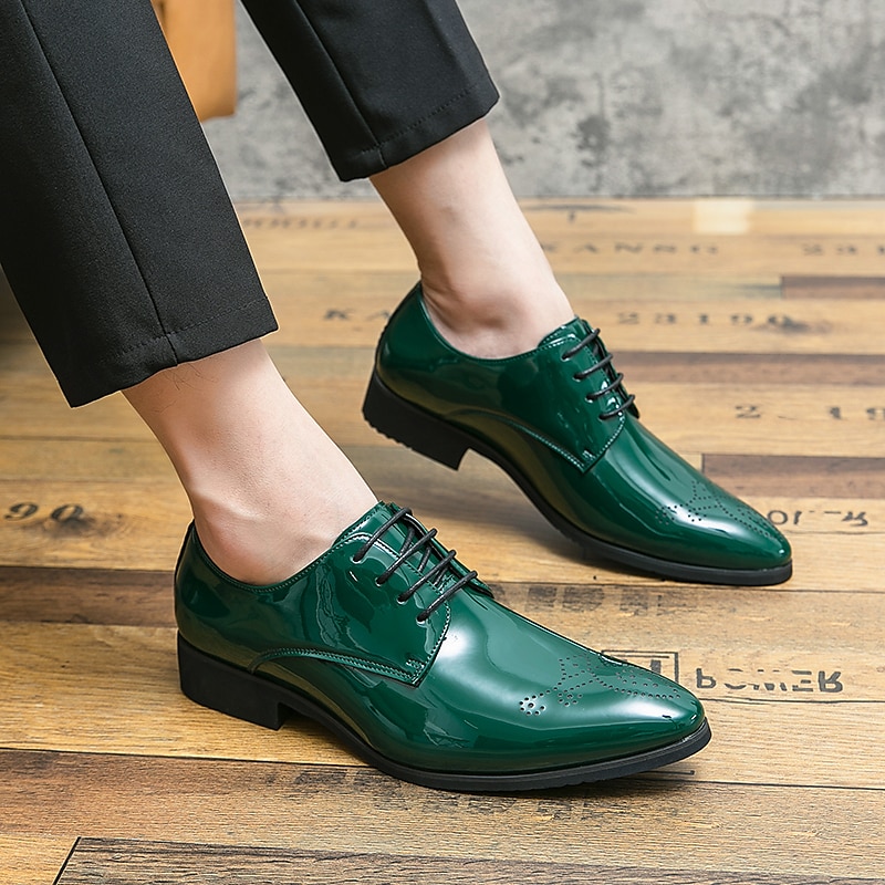 Herren Outdoor Derby-Schuhe Bullock Schuhe Abendschuhe Karierte Schuhe im britischen Stil Geschäftlich Britisch Party & Abend St. Patricks Day PU Schnürsenkel Schwarz Grün Farbverlauf Frühling Herbst 2025 - $54.99 –P19