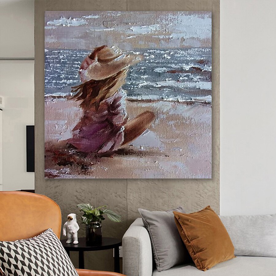 Peinture à l'huile Hang-peint Peint à la main Carré Abstrait Moderne Toile étirée / Toile tendue de 2025 ? $150.99 –P3