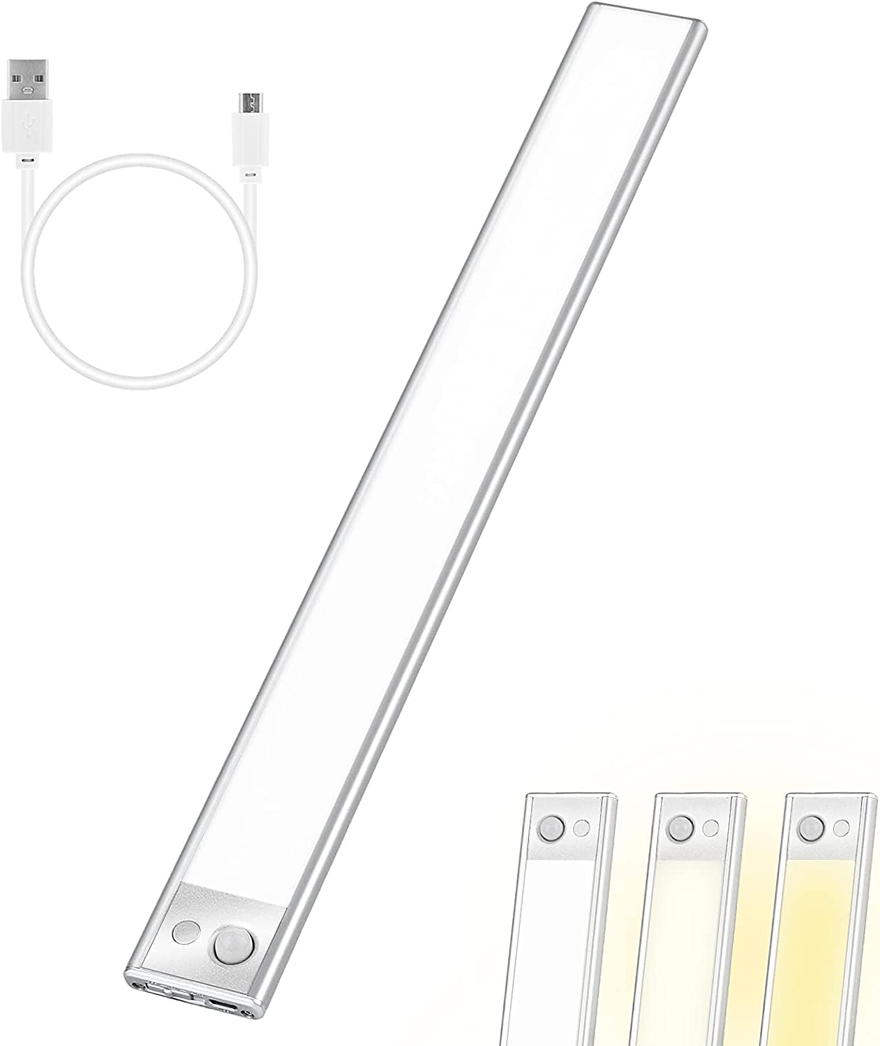 Debajo de la iluminación del gabinete, sensor de movimiento, luz del gabinete, luces de armario inalámbricas recargables por usb para interiores, luces nocturnas alimentadas por batería para escaleras 2025 - $24.99 –P3