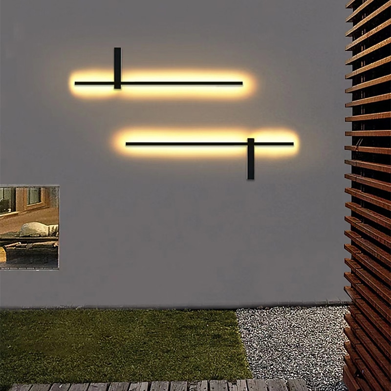 zewnętrzna lampa ścienna led wodoodporna ip65 35" montaż ścienny oprawa oświetleniowa prostokątna czarna elegancka matowa biel akrylowa antykorozyjna ciepła biel 85-265v 2025 - $165.99 –P8