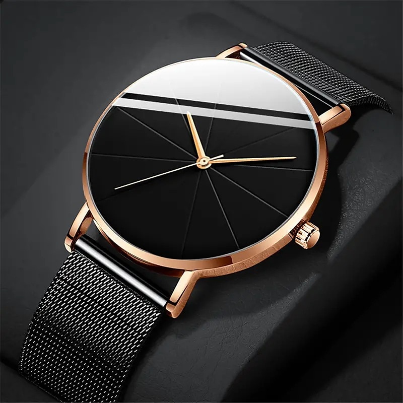 modne męskie zegarki kwarcowe ultra cienki casualowy minimalistyczny męski zegarek biznesowy z siatkowym paskiem 2025 - $21.99 –P2