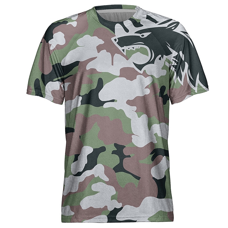 Homme Maillot de descente Manche Courte Noir Vert Véronèse Rouge Graphic camouflage Vélo Maillot Respirable Séchage rapide Polyester Des sports Graphic camouflage Vêtement Tenue de 2025 ? $15.99 –P4
