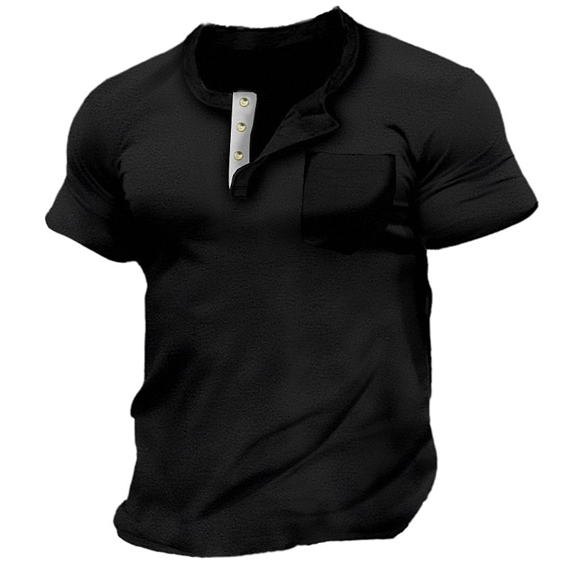 Férfi Gombos póló Henley ing Tee Top Rövid ujjú Henley Nyár Sima Divat Dizájn Alap Elülső zseb Vakáció Utca Alkalmi Fekete Fehér Piros Férfi felső póló 2025 - $20.99 –P8