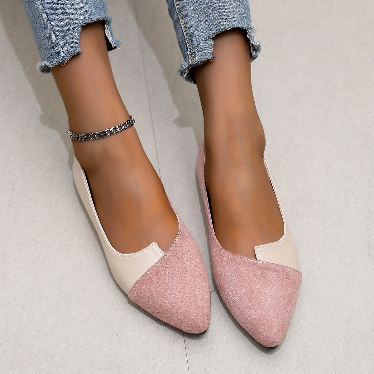 Women's Two-Tone Pointed Toe Flats – Elegant Slip-On Ballet Shoes, Comfortable Daily Wear for Work & Casual Outfits 2025 - $19.99 –P6