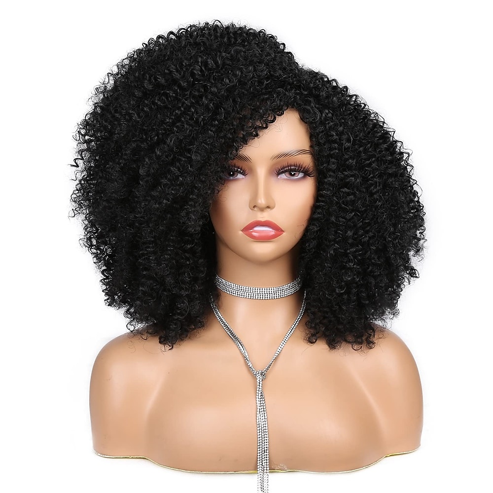 krátká kudrnatá paruka afro kudrnaté paruky pernaté kudrnaté paruky syntetické afro paruky pro černošky 2025 - $26.99 –P2