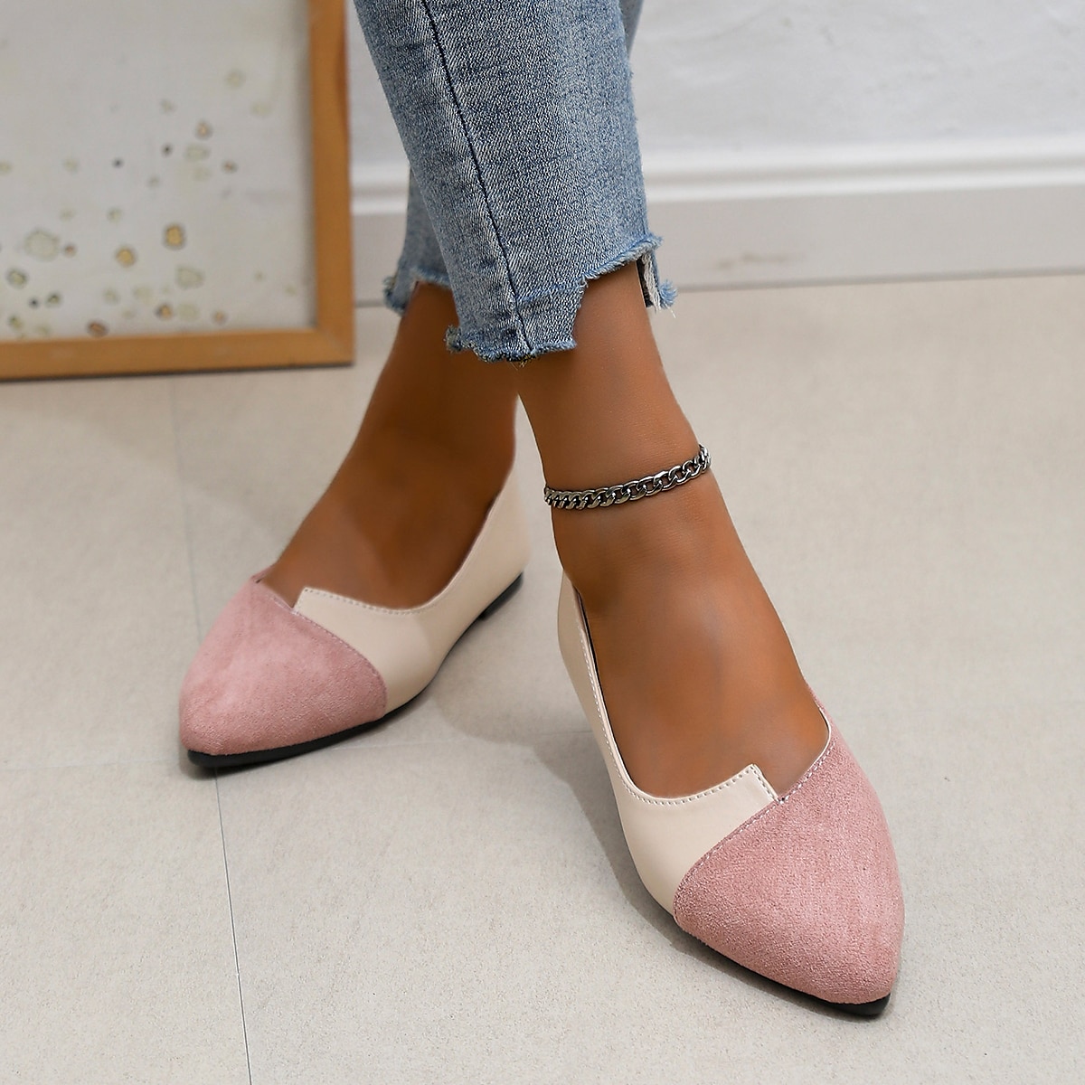 Women's Two-Tone Pointed Toe Flats – Elegant Slip-On Ballet Shoes, Comfortable Daily Wear for Work & Casual Outfits 2025 - $19.99 –P7