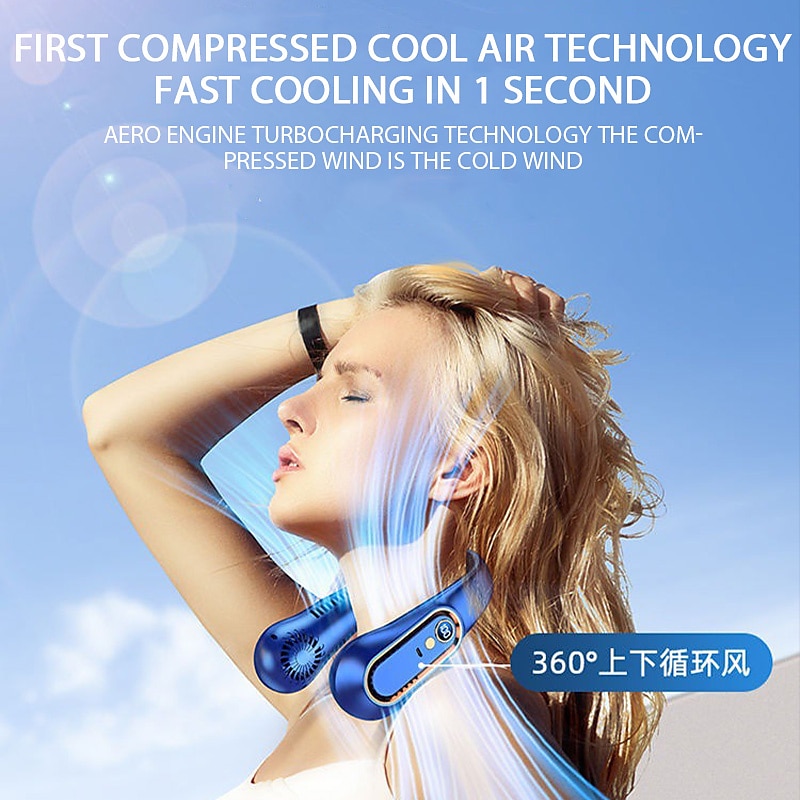 Bladeless Neckband Air Cooler – USB Rechargeable Hanging Fan with Digital Display for Portable Summer Cooling 2025 - $19.99 –P11